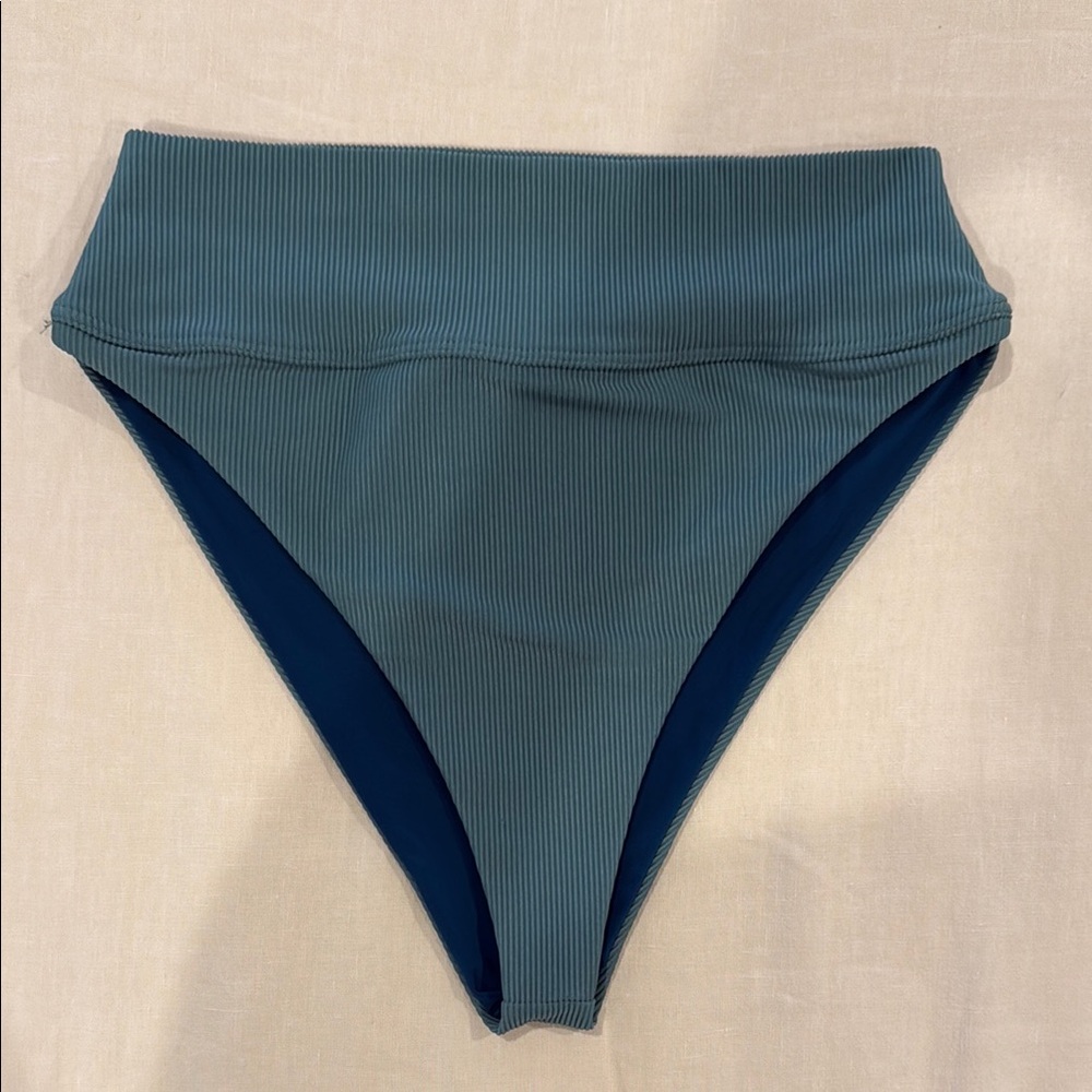 Beach Riot High-Waisted Ribbed Green Bikini Bottom Sz L